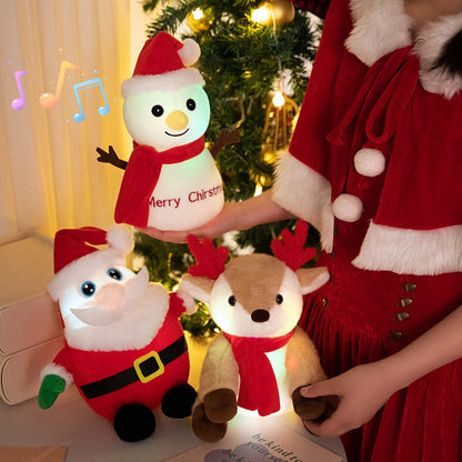 Animated Christmas Plush Doll – Musical LED Santa Snowman Reindeer Toy for Holiday Gifts and Festive Decor