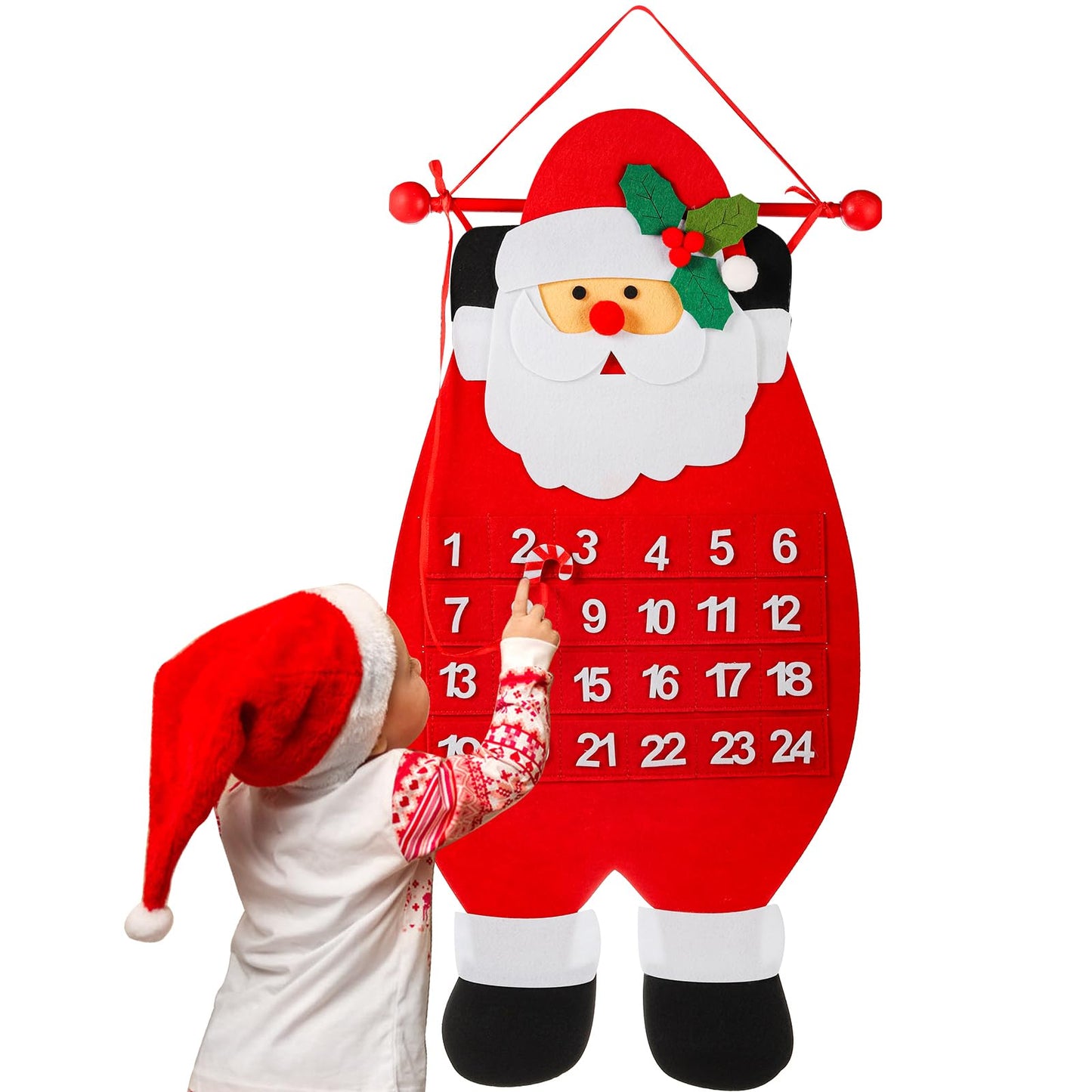 Christmas Advent Countdown Calendar – Reusable Wall Hanging Santa Calendar for Family Holiday Traditions