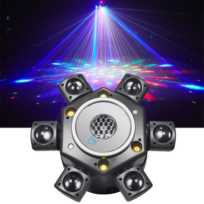 RGBW Moving Head DJ Lights – 150W Six Arm DMX512 Stage Lighting for Weddings, Clubs, Concerts and Professional Events