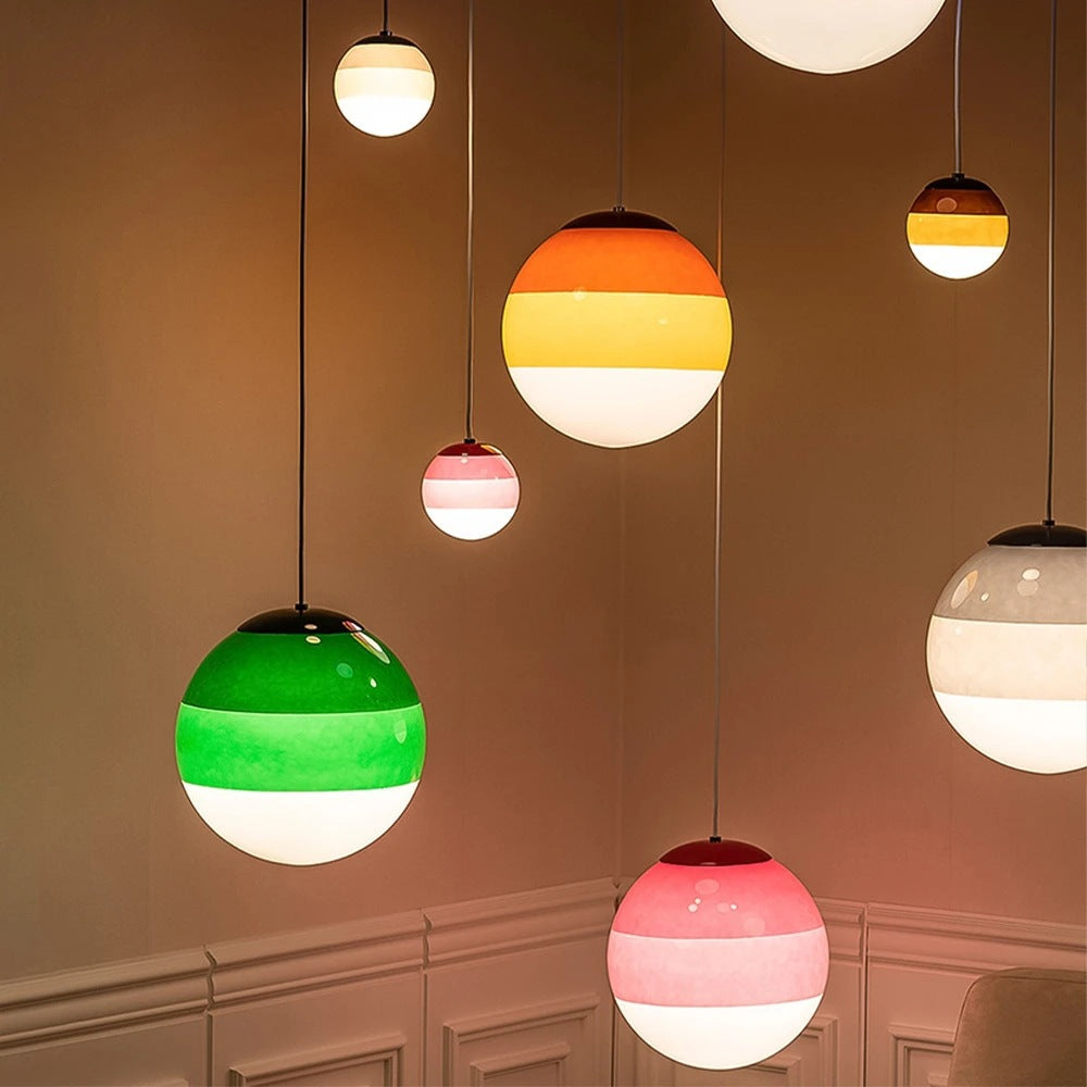 Nordic Rainbow Glass Pendant Light – Modern Minimalist Hanging Ceiling Lamp for Bedroom, Restaurant, Kitchen Island and Home Décor.