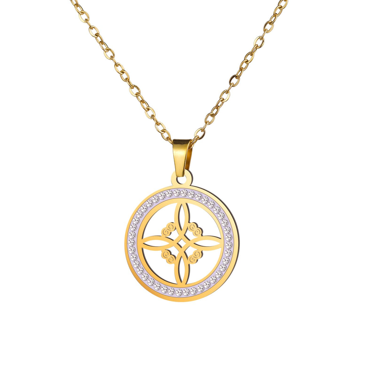 Stainless Steel Witch Knot Necklace - Wicca Pendant Jewelry Skyrim with Zircon Charm for Gothic Fashion