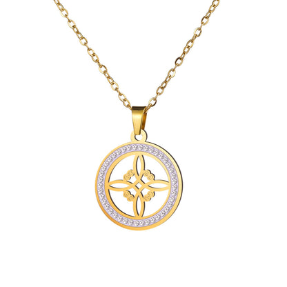 Stainless Steel Witch Knot Necklace - Wicca Pendant Jewelry Skyrim with Zircon Charm for Gothic Fashion