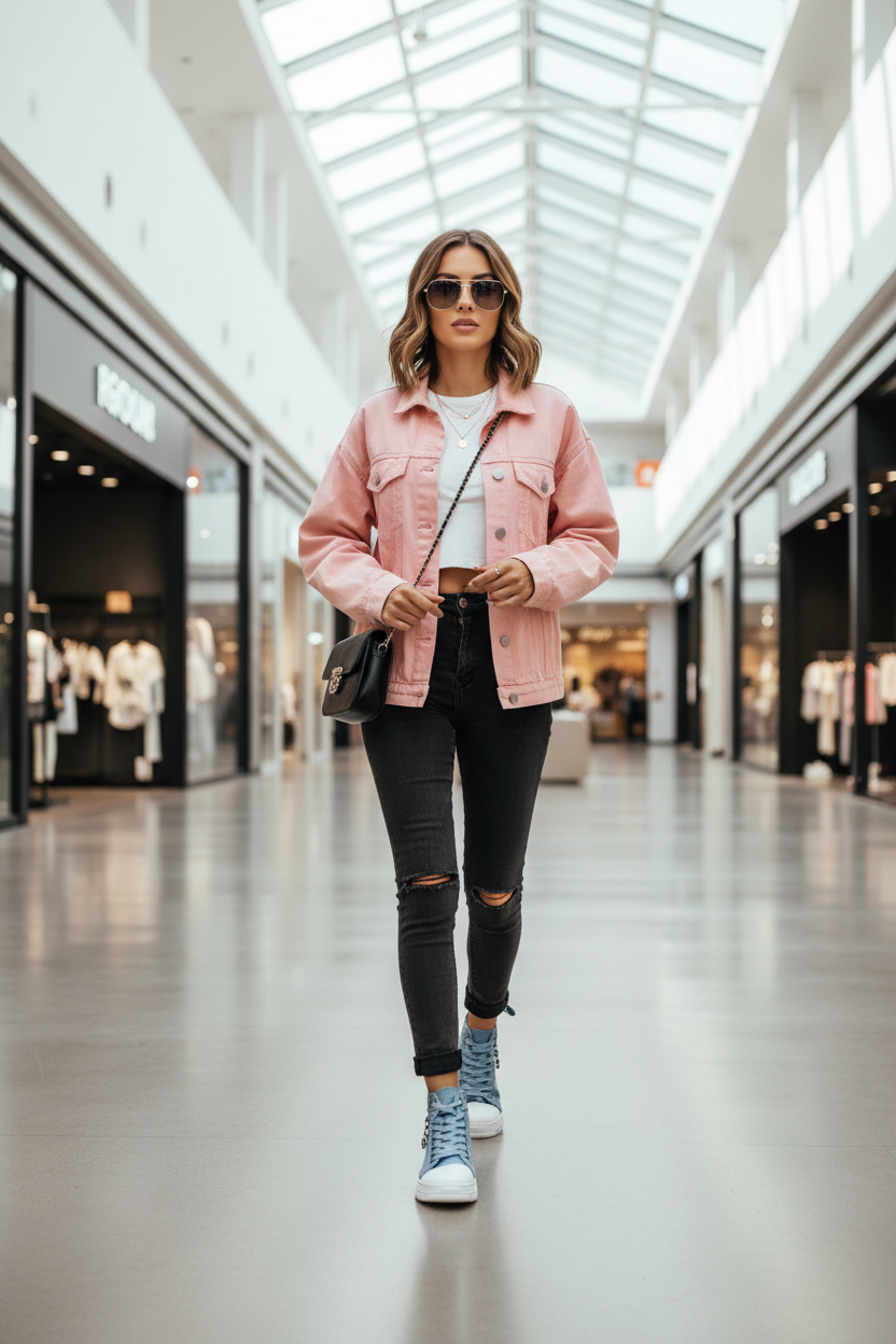 Women's High Top Denim Sneakers - Platform Casual Shoes with Breathable Design and Height Boosting Comfort