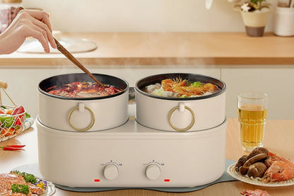 Electric Multi Cooker Hot Pot – Split Double Cooking Pot for Boiling, Steaming and Family Meals with Convenient Heating