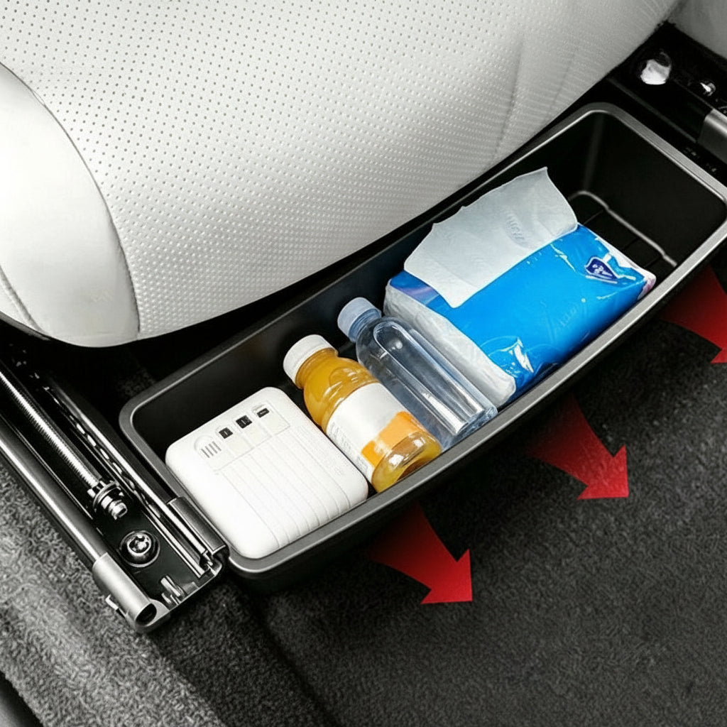 Under Seat Car Storage Box – Universal Removable Organizer for Seat-Bottom Accessories, Gadgets and Everyday Vehicle Interior Organization