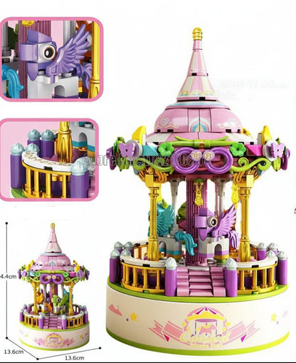 Carousel Music Box Building Blocks – Creative Amusement Park Construction Toy for Collectors, Home Display, Educational Play and Memorable Holiday Gifts