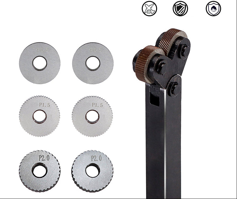 Diagonal Dual-Wheel Linear Knurling Tool – Hardened Steel Lathe Cutter and Knurl Holder for Precision Metal Turning, Machining and Workshop Projects
