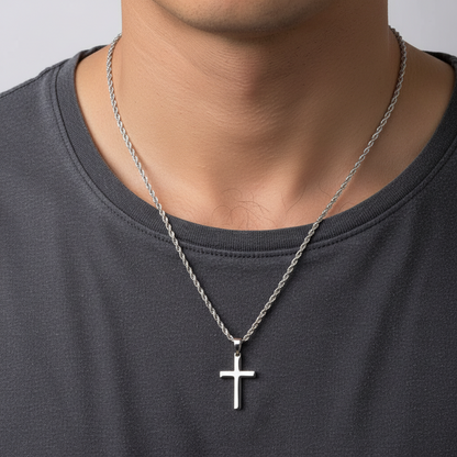 Stainless Steel Cross Necklace – Minimalist Gold Tone Pendant Jewelry for Men and Women, Stylish Everyday Choker Gift Accessory
