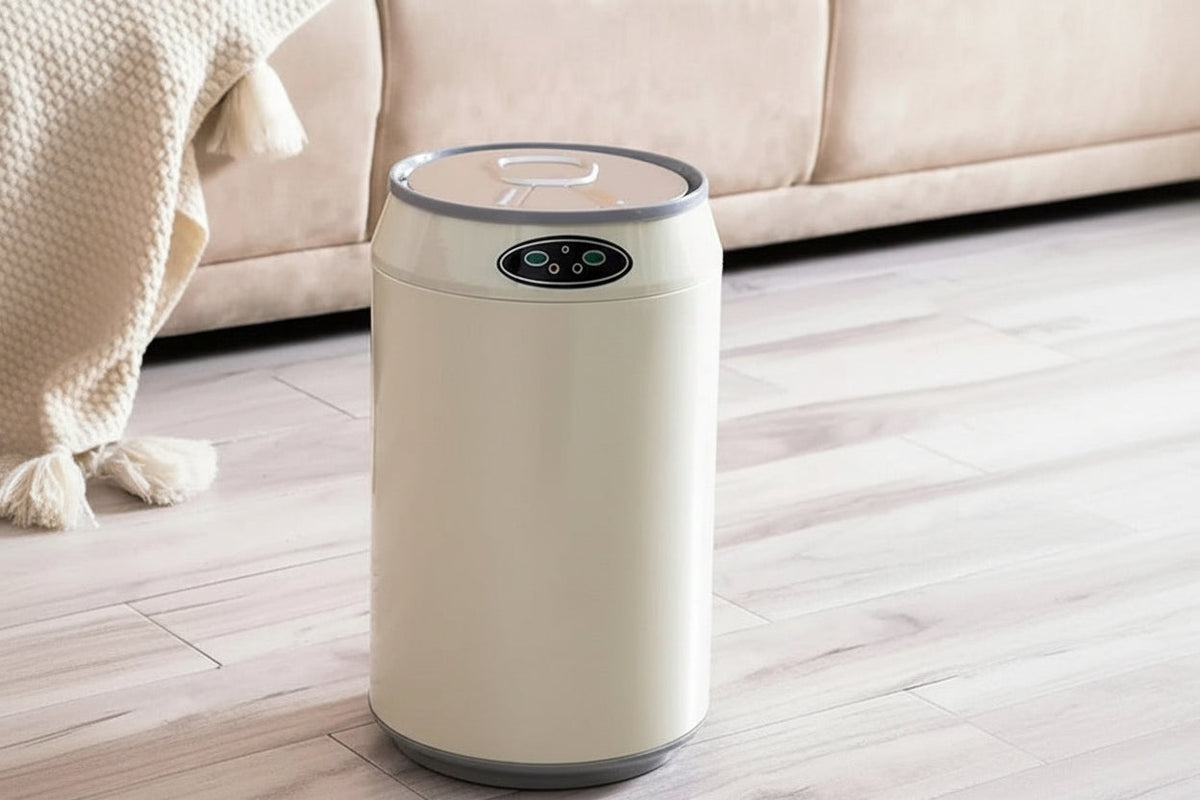 Automatic Round Waste Bin – Modern Hands-Free Trash Can with Lid for Bathroom, Bedroom, Kitchen and Stylish Home Organization