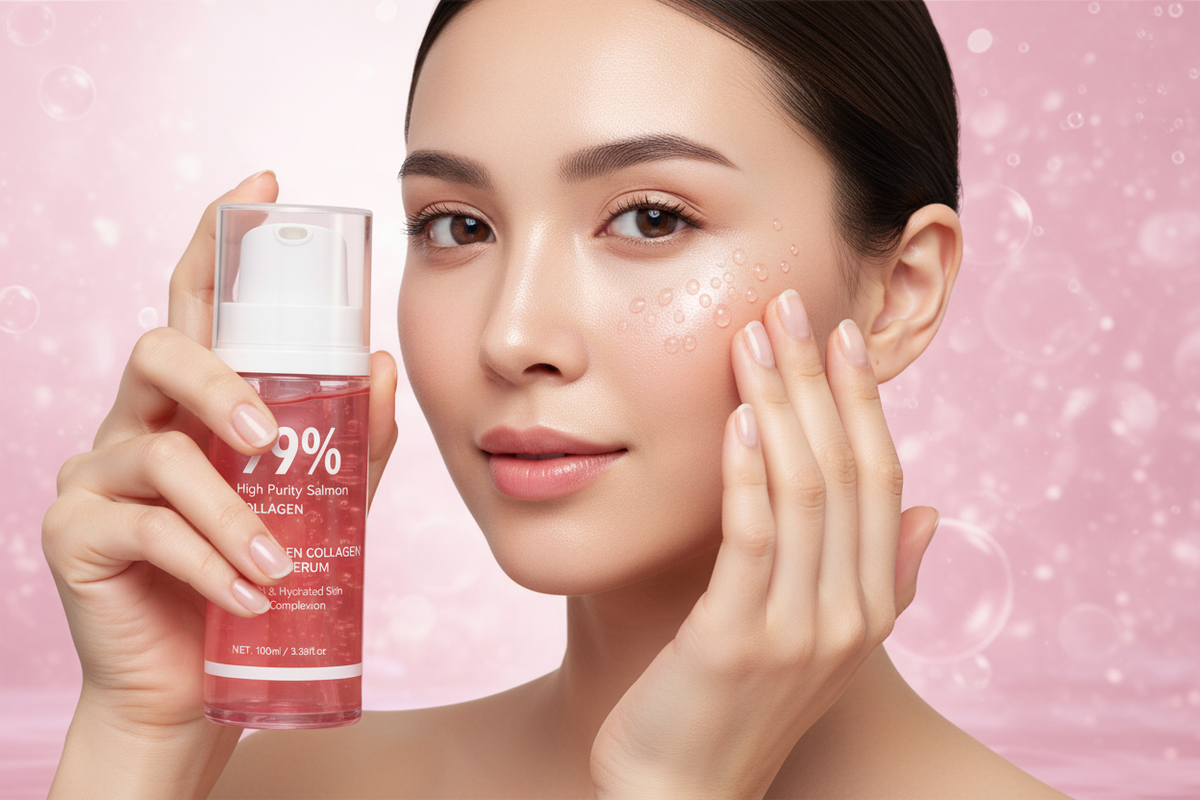 Pink Collagen Bubble Serum – PDRN and Low Molecular Collagen Glow Treatment for Firming, Hydration and Fast-Absorbing Facial Care