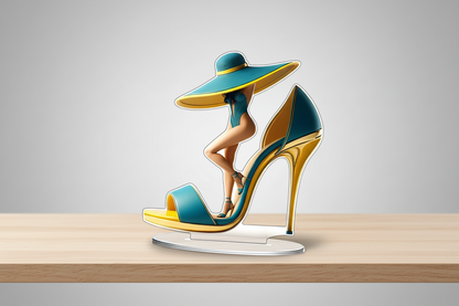 High Heel Shoe Figurine – Elegant Cartoon Desktop Ornament for Living Room Decor, Luxury Display and Stylish Gift Giving