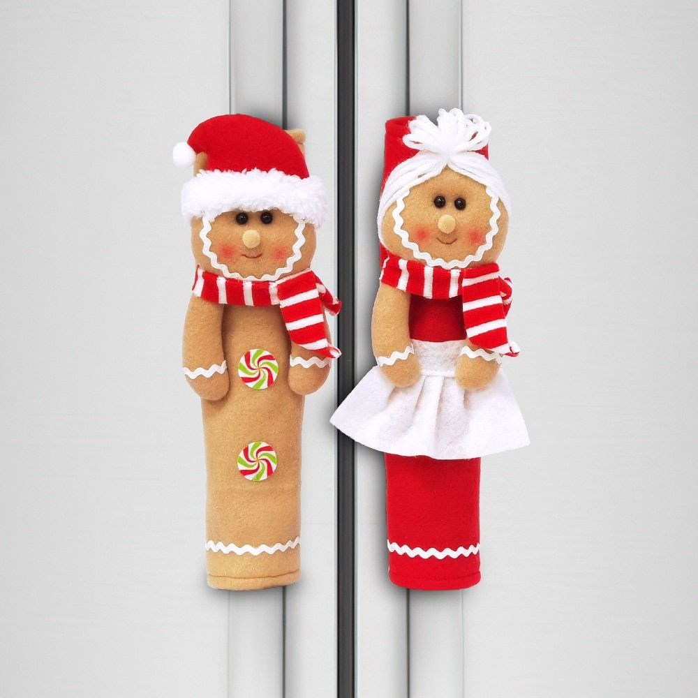 Christmas Refrigerator Handle Covers – Soft Festive Kitchen Decorations for Holiday Home Styling