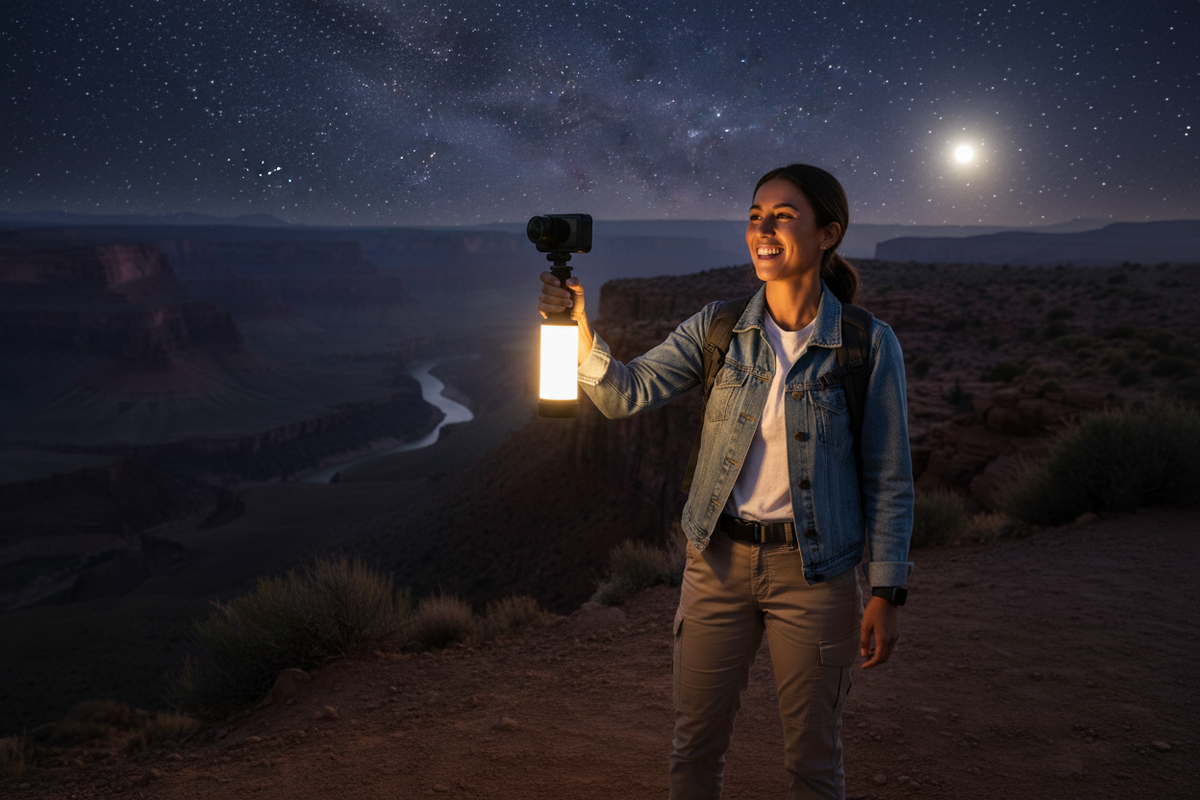 Panorama Fill Light – 360° Portable LED Vlogging Light for Insta360, GoPro and DJI Cameras, Ideal for Cycling, Selfies and Outdoor Video