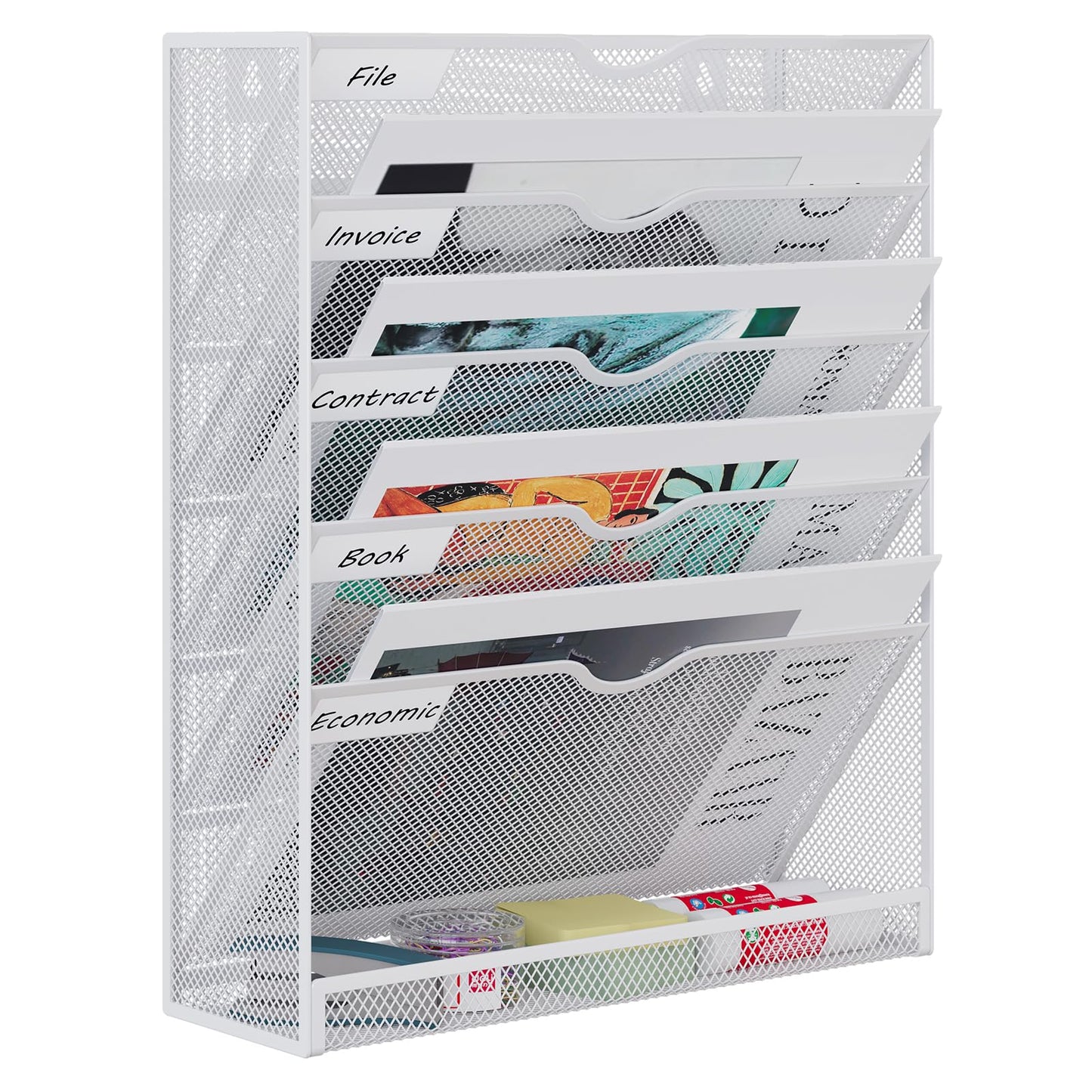 Mesh File Organizer – 5-Tier Desktop and Wall Mount Document Holder for Letters, Mail, Files and Office Organization