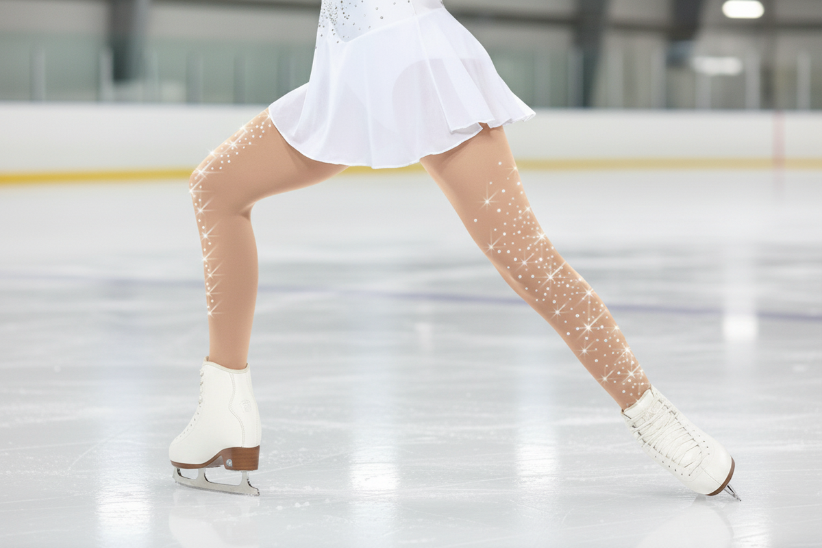 Rhinestone Figure Skating Tights – Stretch Performance Pants for Ice Skating, Gymnastics, Dance and Training Comfort
