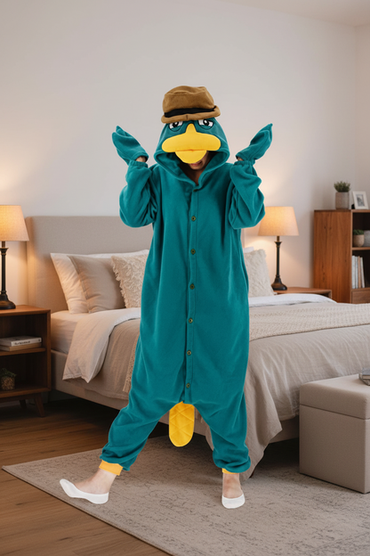 Animal Kigurumi Duck Onesie – Cute Cartoon Pajama Costume for Adults and Kids, Cozy Halloween Cosplay, Parties, Sleepovers and Fun Homewear