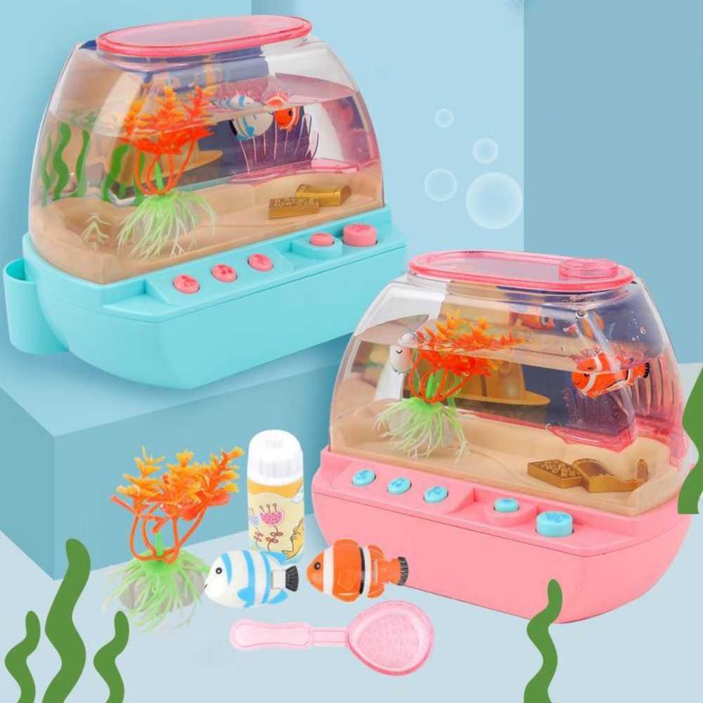 Interactive Aquarium Toy-Musical Mini Fish Tank Playset with Lights Sounds and Educational Entertainment for Children