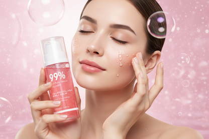 Pink Collagen Bubble Serum – PDRN and Low Molecular Collagen Glow Treatment for Firming, Hydration and Fast-Absorbing Facial Care
