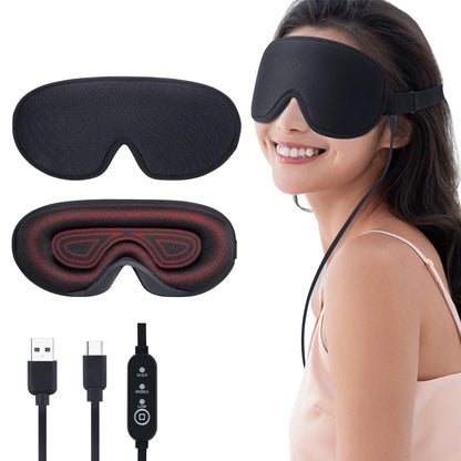 USB Heated Eye Mask – Vibration Eye Massager for Warm Compress, Sleep Support and Eye Strain Relief