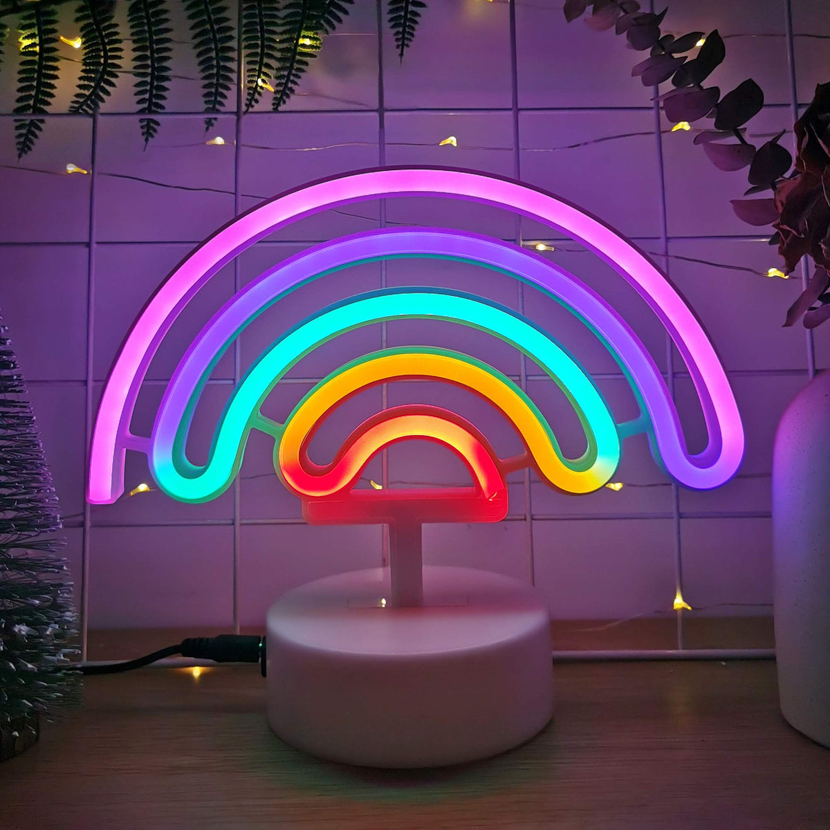 Desktop Neon Light Sign-USB Battery Powered Decorative LED Lamp for Weddings Parties and Romantic Room Decor