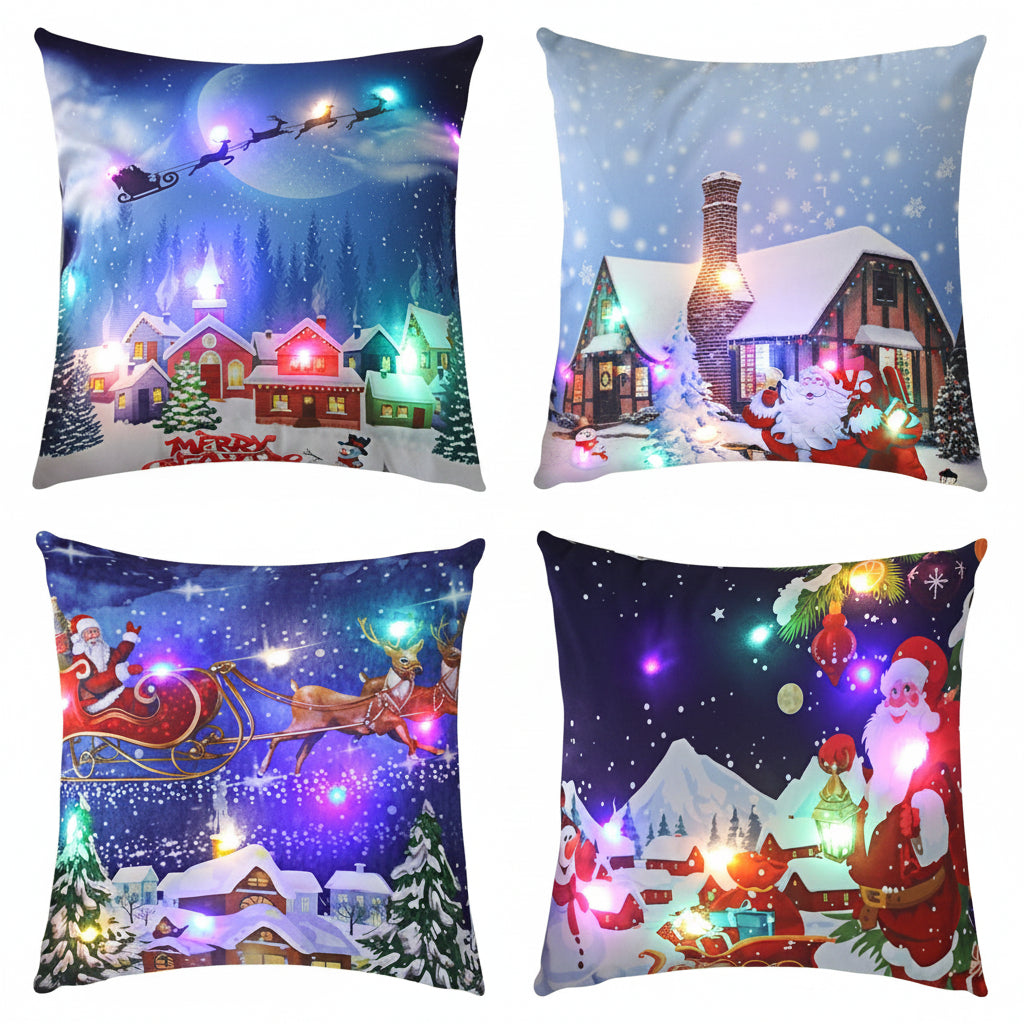 LED Christmas Pillow Cover – Light Up Cushion Case for Holiday Living Room Decor and Seasonal Home Accents