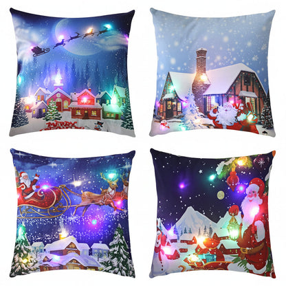 LED Christmas Pillow Cover – Light Up Cushion Case for Holiday Living Room Decor and Seasonal Home Accents