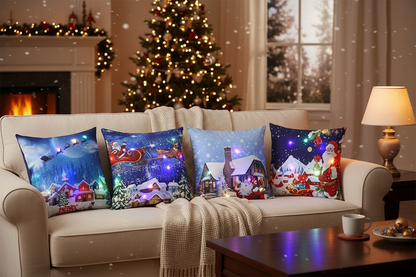 LED Christmas Pillow Cover – Light Up Cushion Case for Holiday Living Room Decor and Seasonal Home Accents