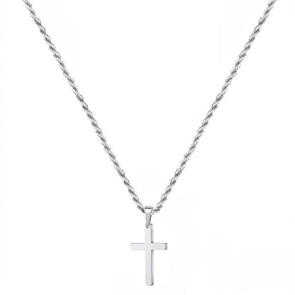 Stainless Steel Cross Necklace – Minimalist Gold Tone Pendant Jewelry for Men and Women, Stylish Everyday Choker Gift Accessory
