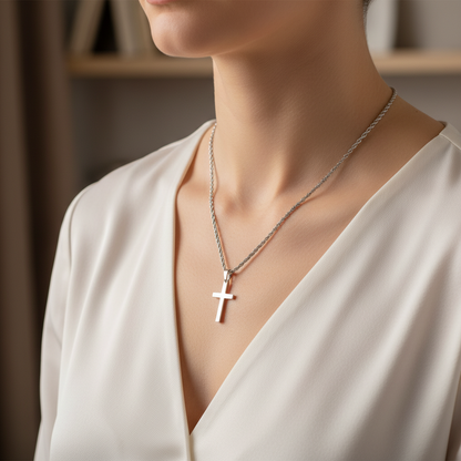 Stainless Steel Cross Necklace – Minimalist Gold Tone Pendant Jewelry for Men and Women, Stylish Everyday Choker Gift Accessory