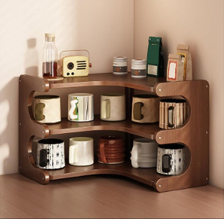 Desktop Corner Shelf Organizer – Multifunctional Display Rack for Water Cups, Office Supplies, Collectibles and Home Storage