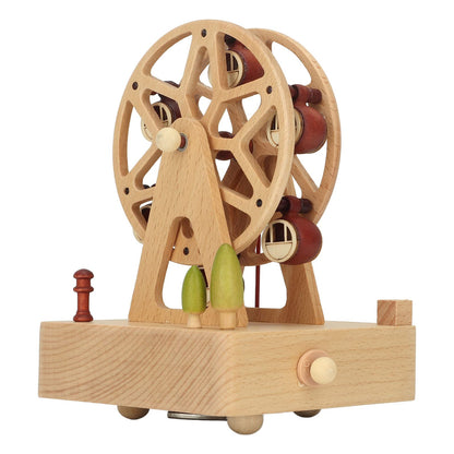 Hand Crank Windmill Music Box – Wooden Rotating Desktop Ornament for Home Decor and Memorable Gifts