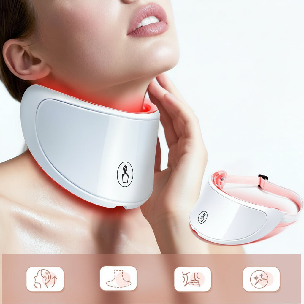 LED Neck Beauty Mask – Photon Light Skin-Care Device for Neck Firming, Brightening Appearance, Rejuvenation Routines and At-Home Wrinkle-Care Support