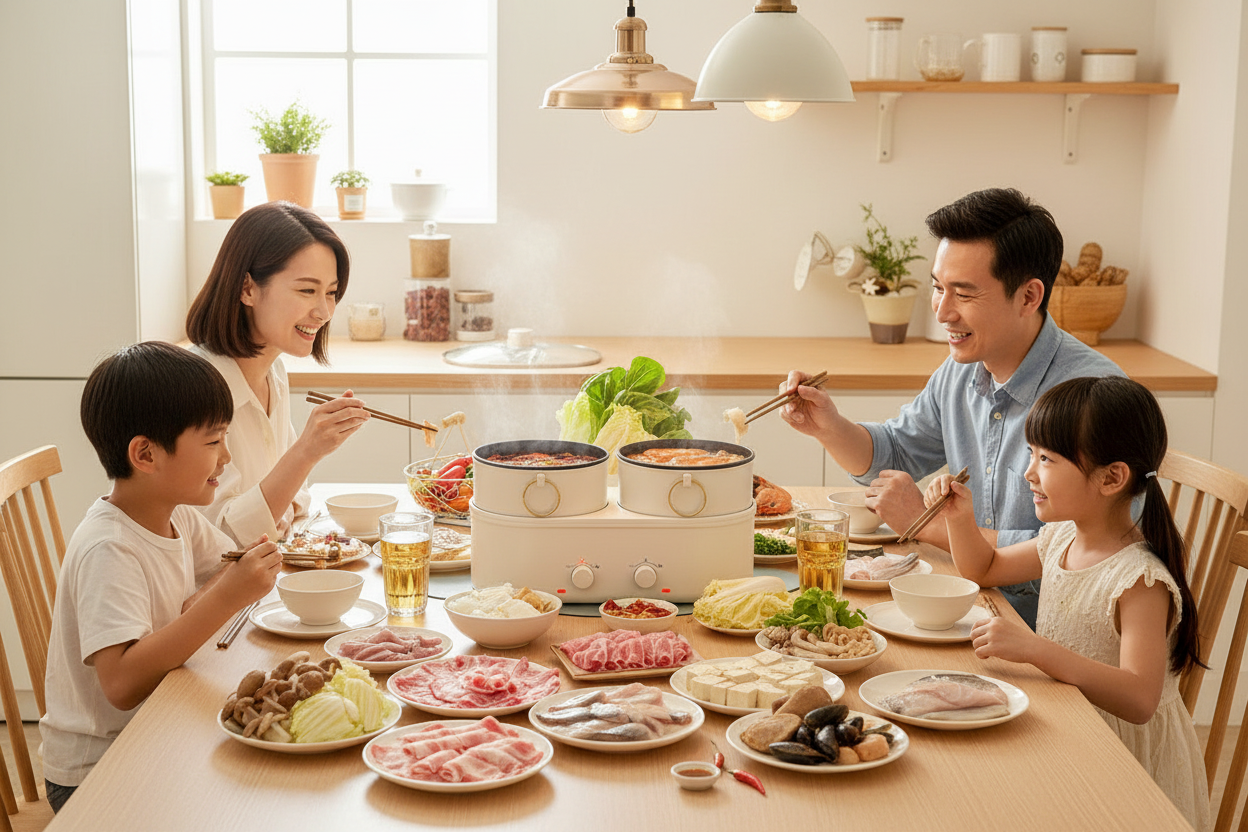 Electric Multi Cooker Hot Pot – Split Double Cooking Pot for Boiling, Steaming and Family Meals with Convenient Heating