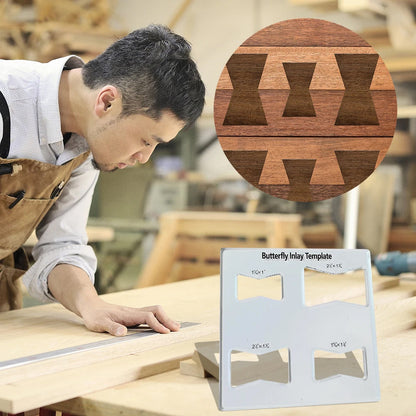 Butterfly Router Template Set – Professional Woodworking Inlay Guide with Transparent Marking Ruler for Precision Craft Projects