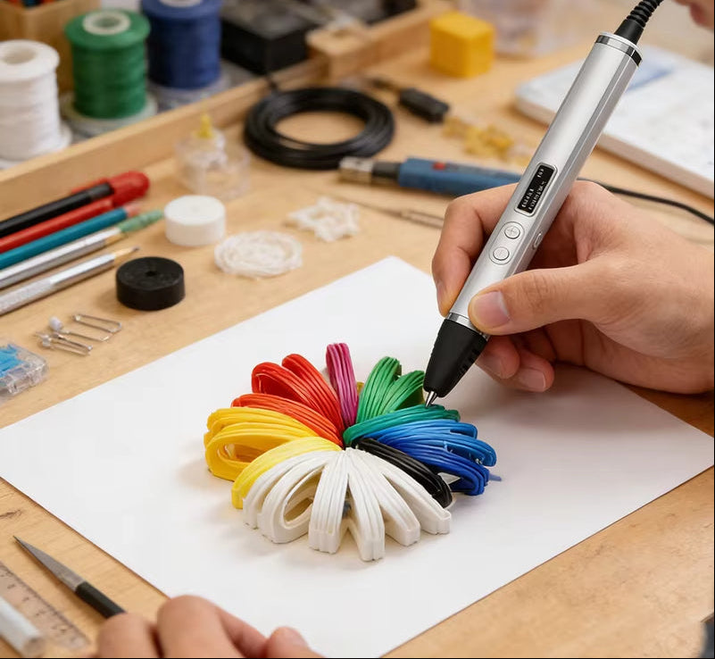 Printing Pen with OLED Display – 3D Temperature-Controlled Fast Extrusion Pen for PLA Filament, Creative Doodling, Crafts and Holiday Gifts