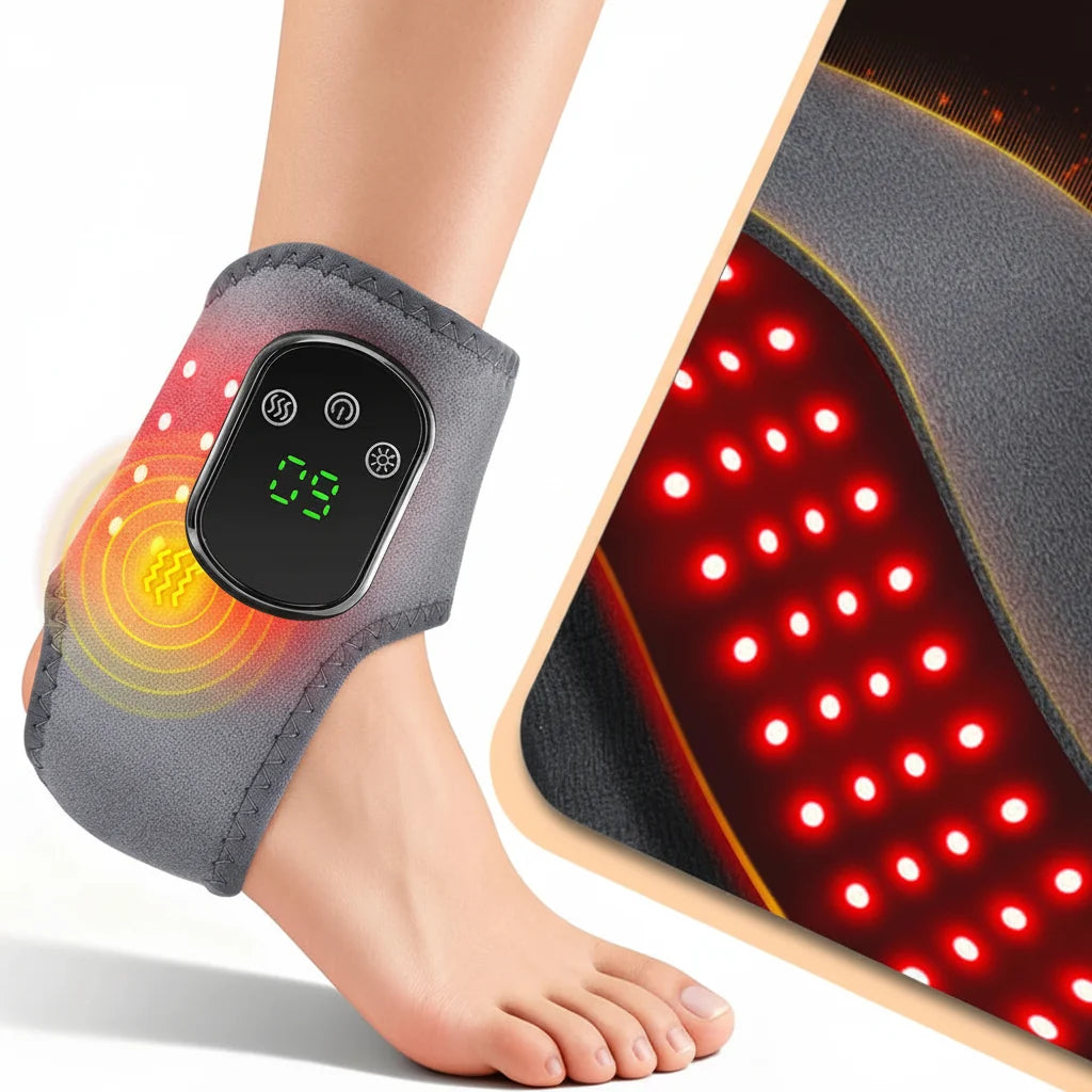 Red Light Ankle Therapy Brace – Rechargeable Infrared Recovery Wrap with Heat and Vibration Modes for Targeted Ankle Wellness and Comfort