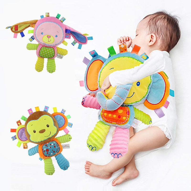 Plush Elephant Baby Lovey – Soft Stuffed Animal with Bell and Built-In Rattles for Newborn Sensory Development, Comfort and Gifting