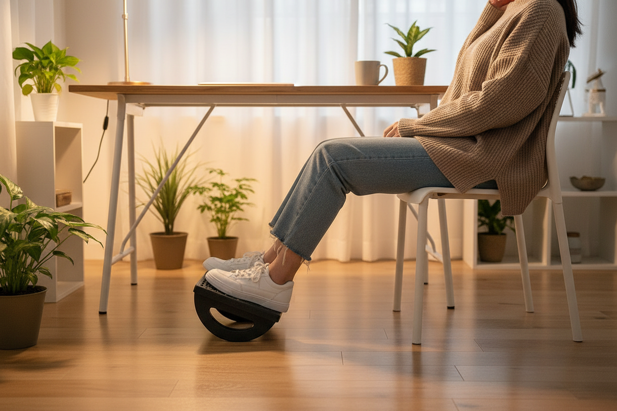 Ergonomic Under Desk Foot Rest – Rocking Foot Stool Balance Board for Comfortable Home Office Leg and Foot Support