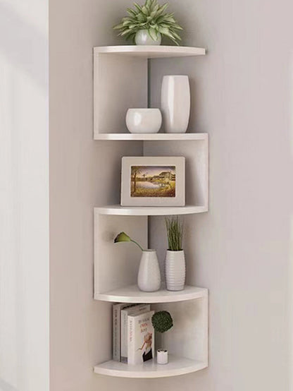 Corner Floating Shelf –5-Tier Wall Mounted Triangular Storage Rack for Bathroom, Bedroom, Living Room and Space Saving Organization