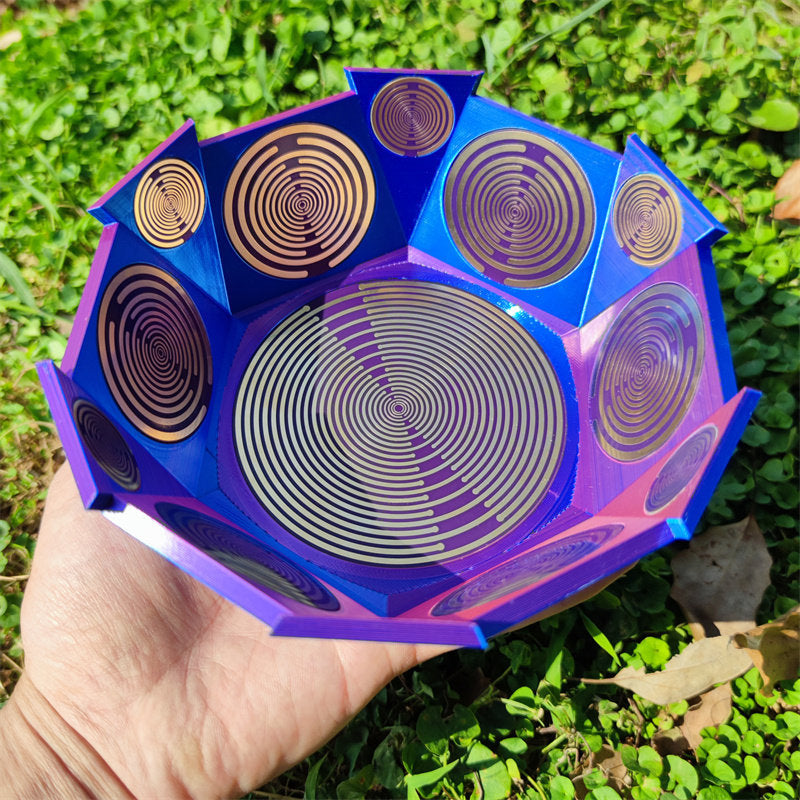 Polarizing Disk Energy Bowl – Multi-Frequency Oscillator Crystal Purification Decor for Meditation Spaces, Display and Relaxing Home Ambience