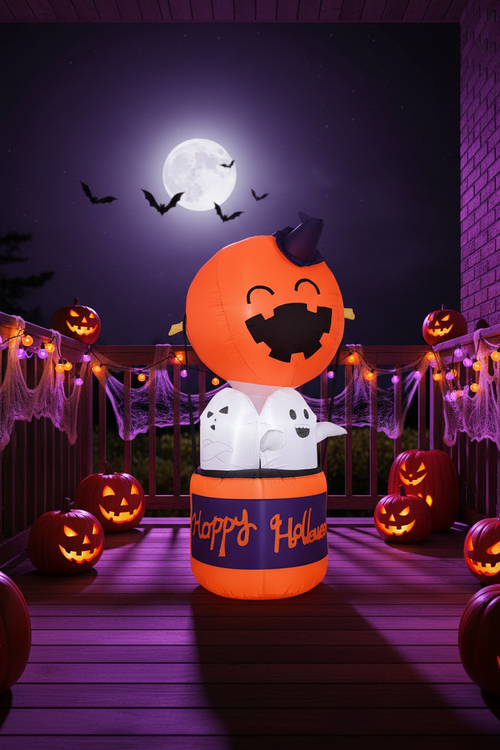 Halloween Inflatable Pumpkin Balloon - LED Devil Hot Air Decoration for Indoor Outdoor Yard and Party Displays