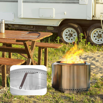 Ergonomic Fire Pit Lid Lifter Tool - Stainless Steel Hook Handle for Safe Fire Pit Cover Removal and Outdoor Cooking