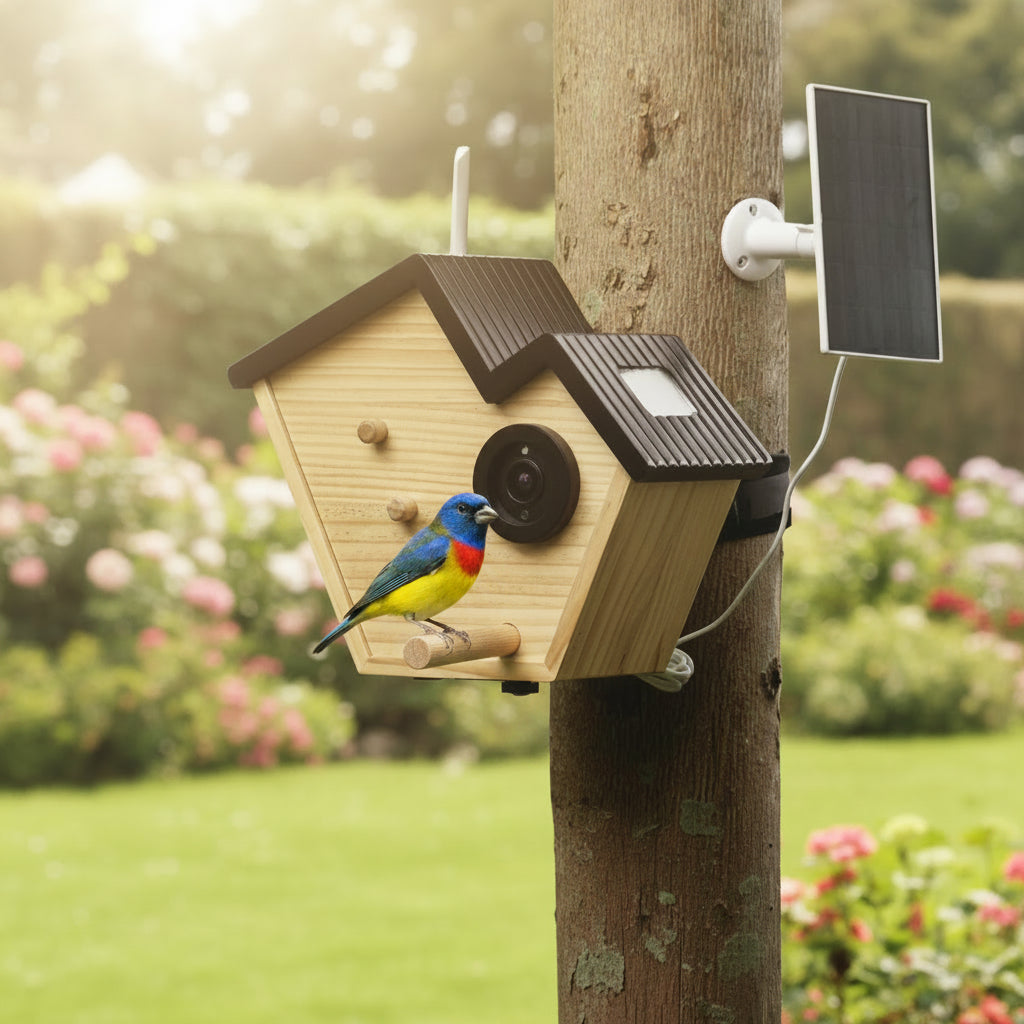 Wooden Bird Breeding House – Hanging Outdoor Nest Box for Small Birds with Viewing Window and Comfortable Shelter