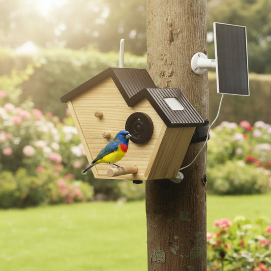 Wooden Bird Breeding House – Hanging Outdoor Nest Box for Small Birds with Viewing Window and Comfortable Shelter