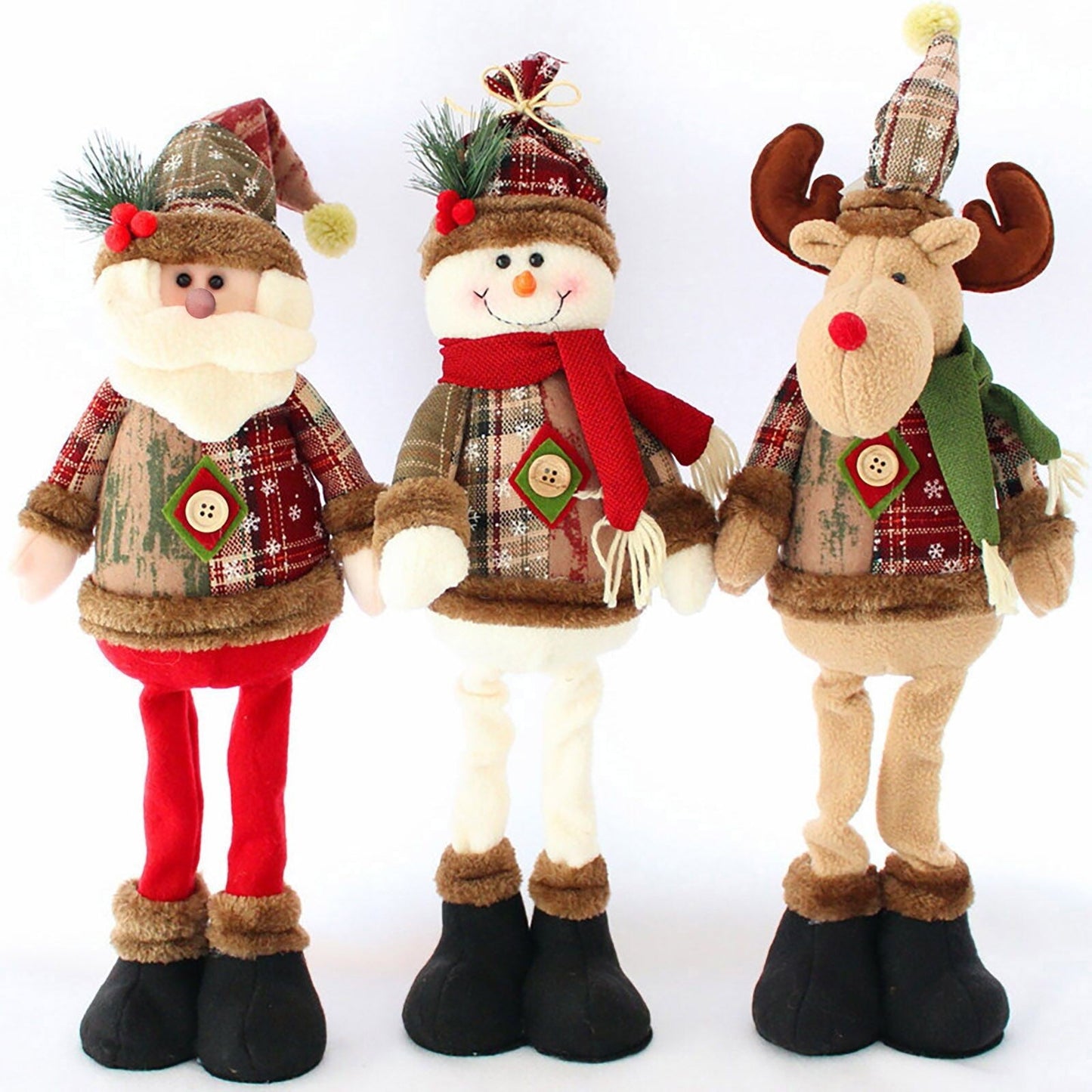 Christmas Standing Doll Set – Santa Snowman Reindeer Holiday Table Decorations for Festive Home Display