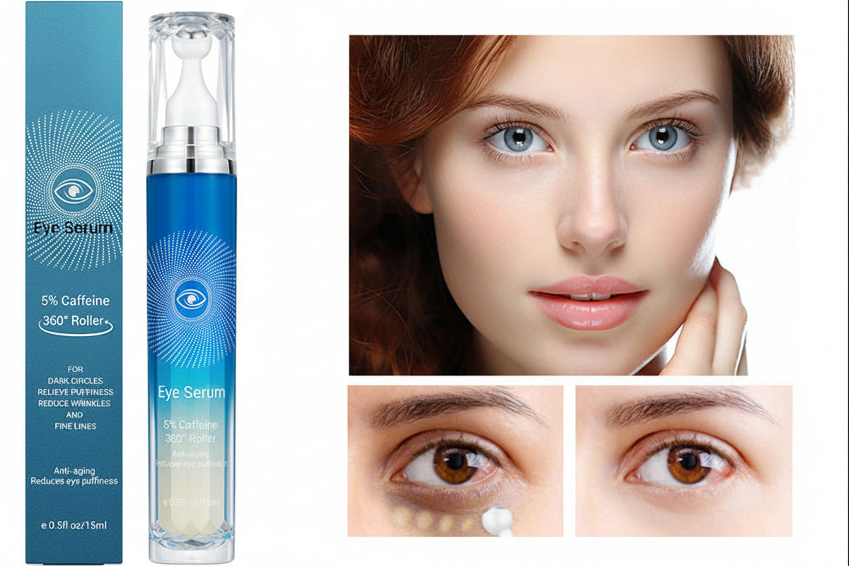 Caffeine Eye Serum Roller – 360° Massage Ball Treatment for Dark Circles, Puffiness and Hydrating Under-Eye Skincare