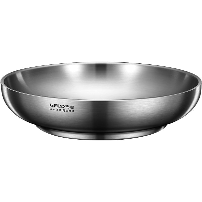 Stainless Steel Banquet Plate – Ultra-Thick Heat-Insulated, Fall-Resistant Dinner Dish with LFGB Certification for Kids, Families, Camping and Everyday Meals