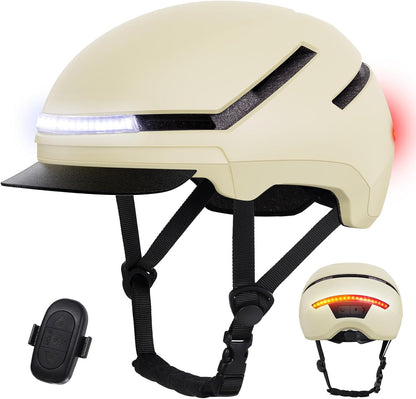 Shinmax Bicycle Helmet – Adult Mountain and Road Cycling Helmet with Front and Rear Lights for Commuting, Outdoor Riding and Safety