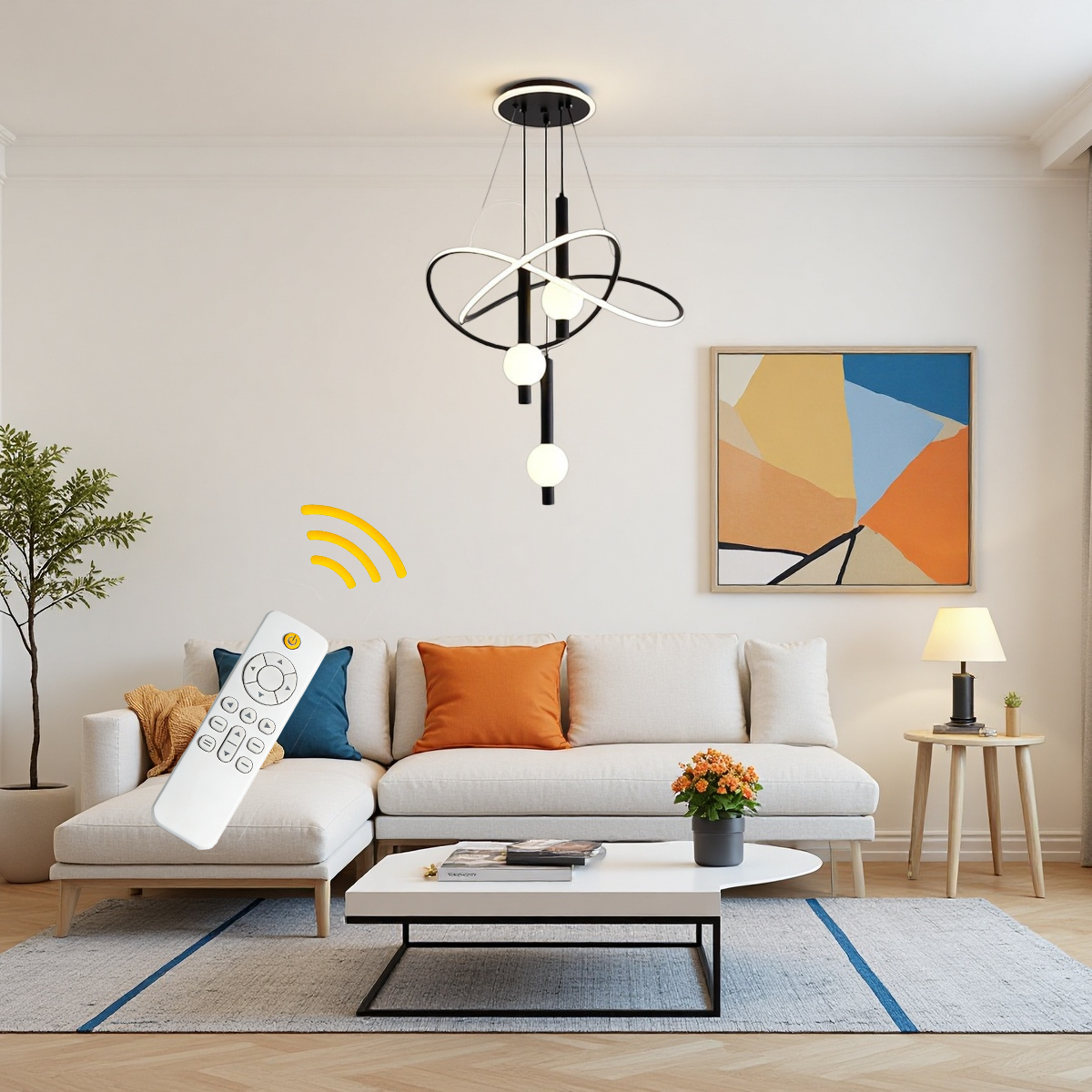 Lollipop LED Pendant Light – Adjustable Three Color Hanging Lamp with Remote Control for Dining Room, Bedroom and Modern Interiors