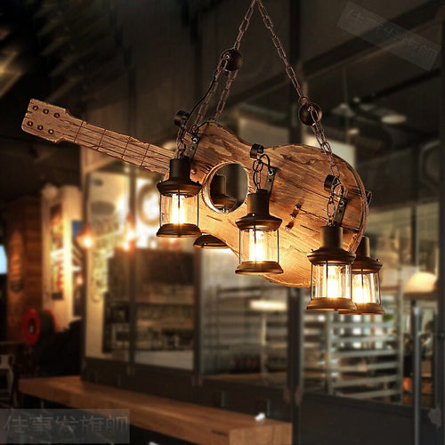 Vintage Wooden Pendant Lamp – Retro LED Hanging Chandelier for Farmhouse Kitchens, Bars, Restaurants and Loft Interior Lighting